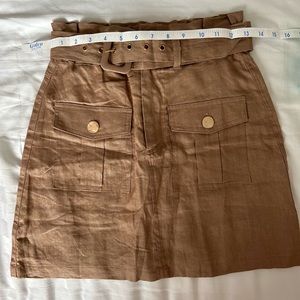 Dissh Brown Linen Paperbag Mini Skirt 2